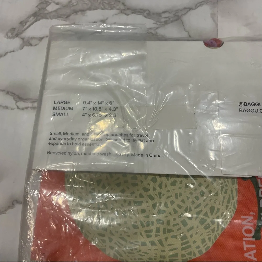 Baggu Go Standard Bag Set of 3 in Japanese Produce Print - Picture 8 of 8